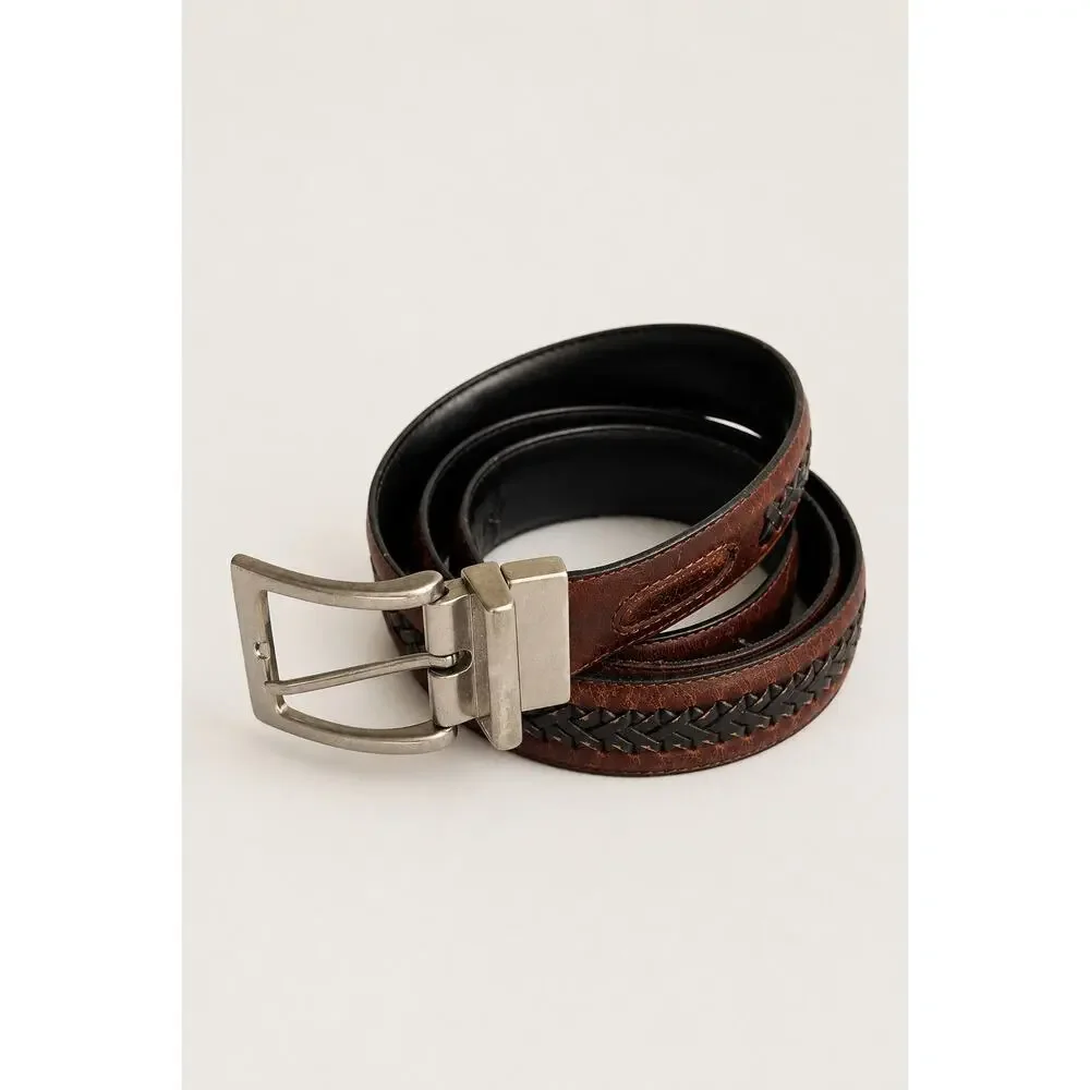Columbia Genuine Leather Braided Belt – Brown/Black Size 40